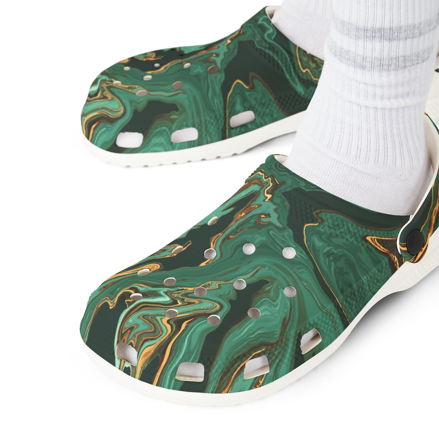 Green and Gold Rubber Foam Shoes