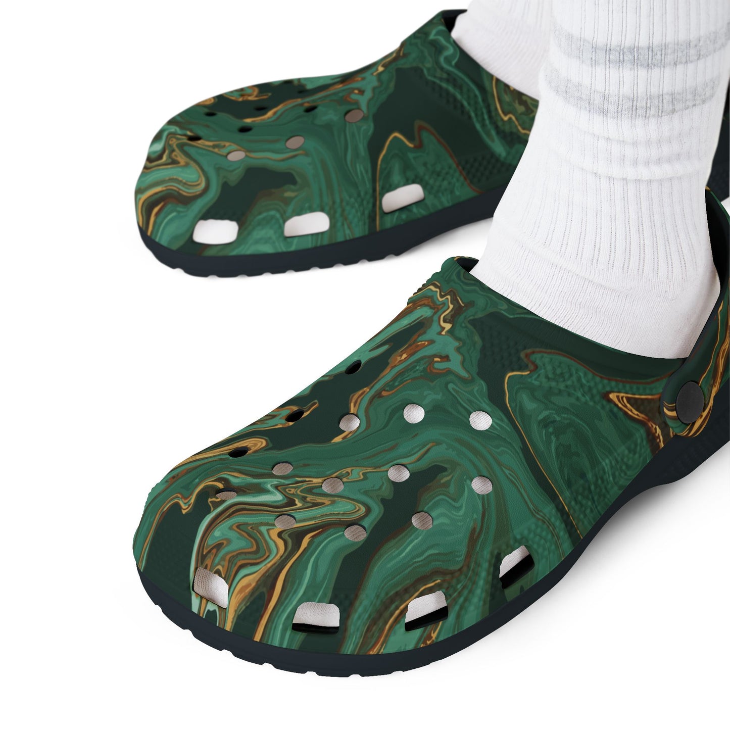 Green and Gold Rubber Foam Shoes