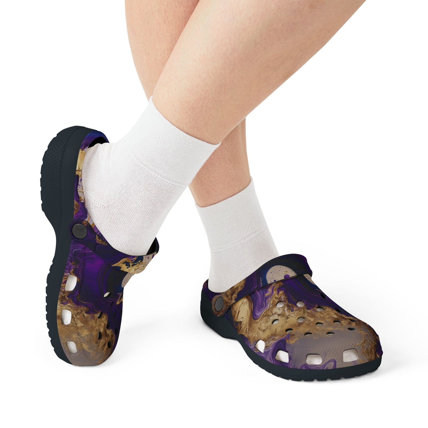 Purple and Gold Rubber Foam Shoes