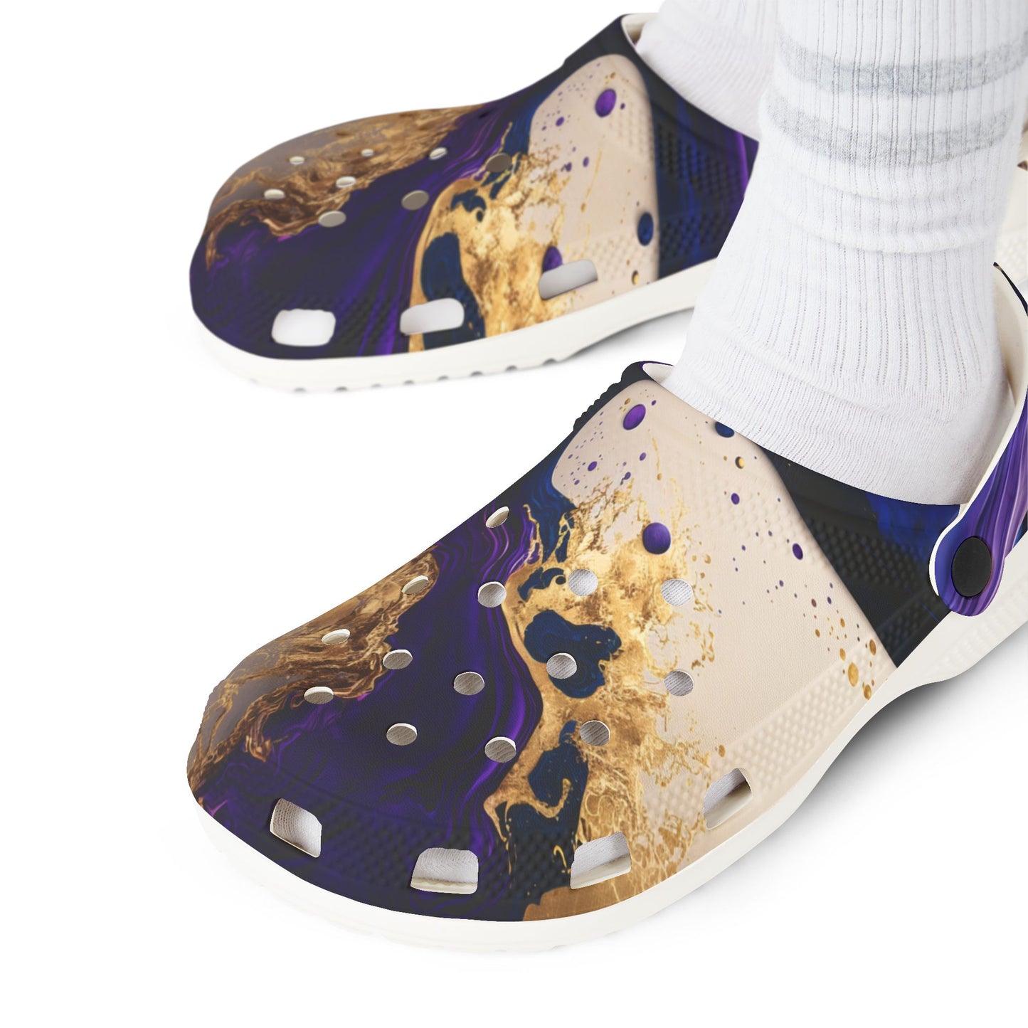 Purple and Gold Rubber Foam Shoes