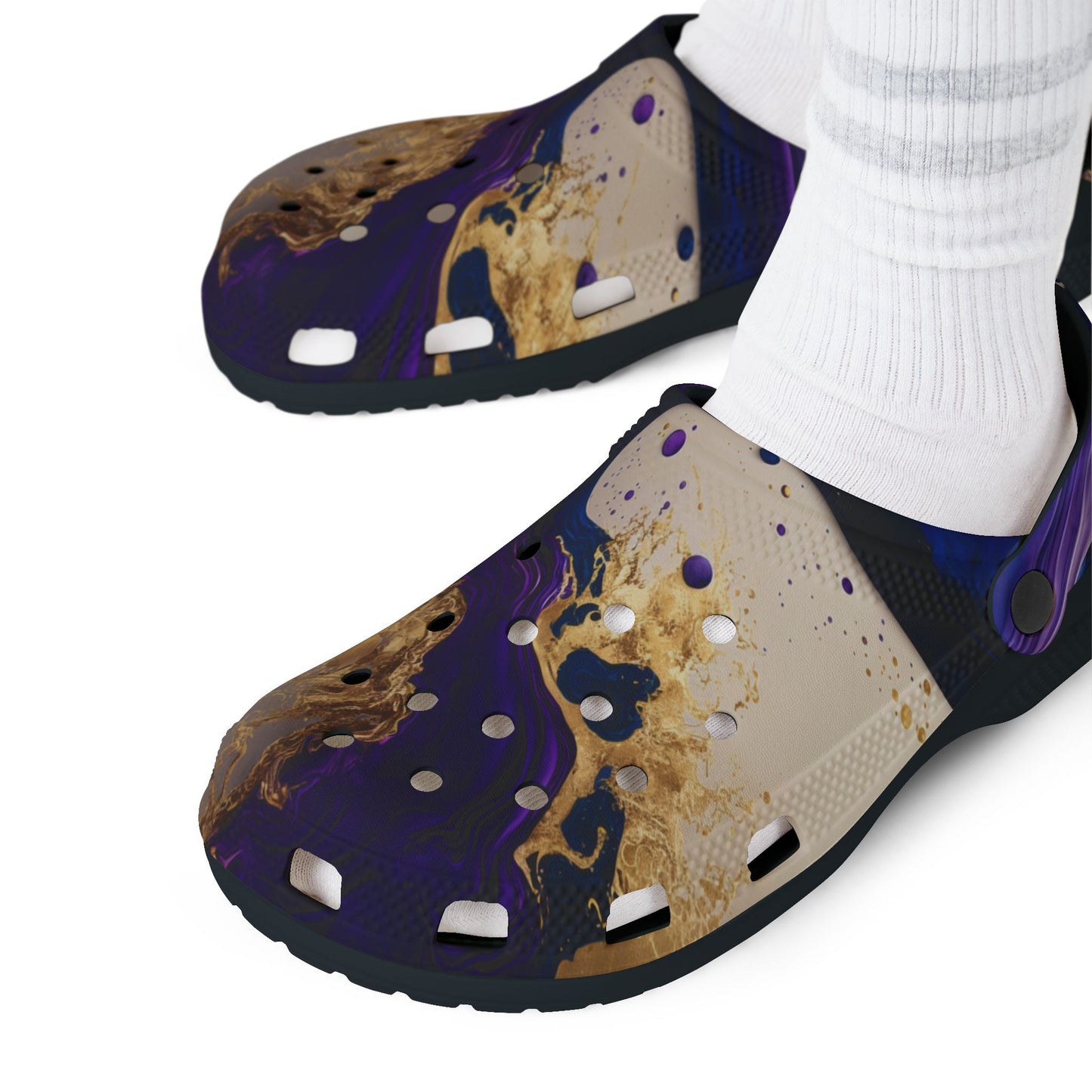 Purple and Gold Rubber Foam Shoes